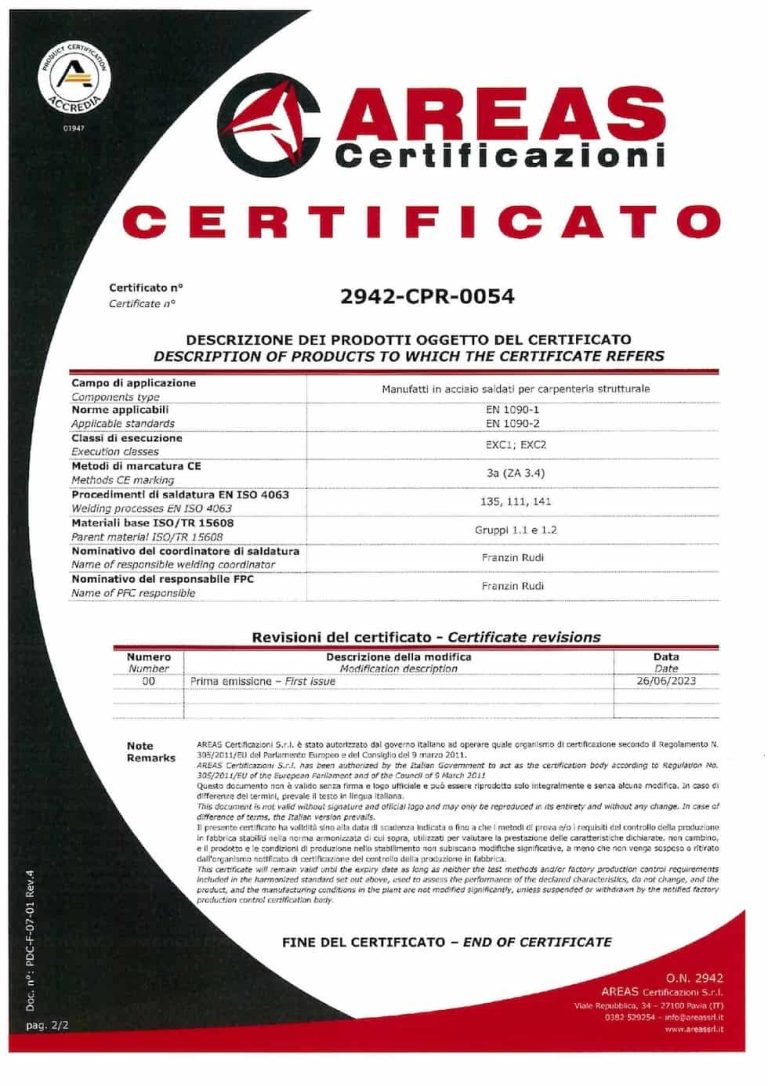 Certificato EN 1090