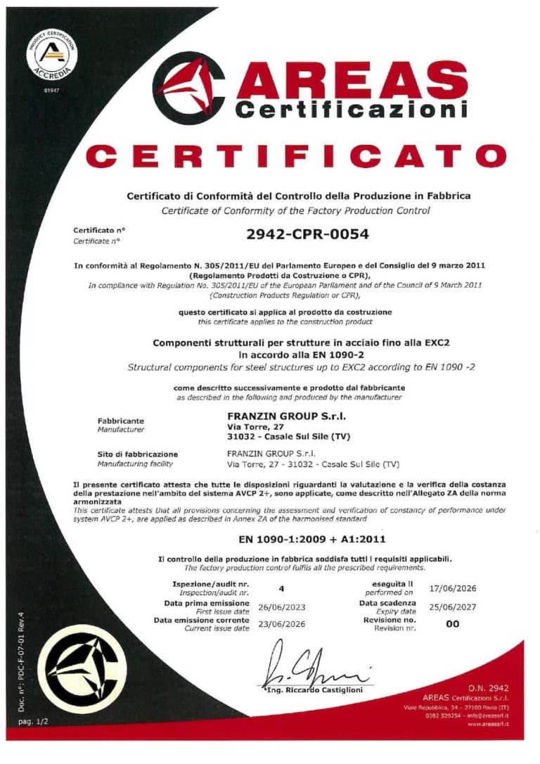 Certificato EN 1090